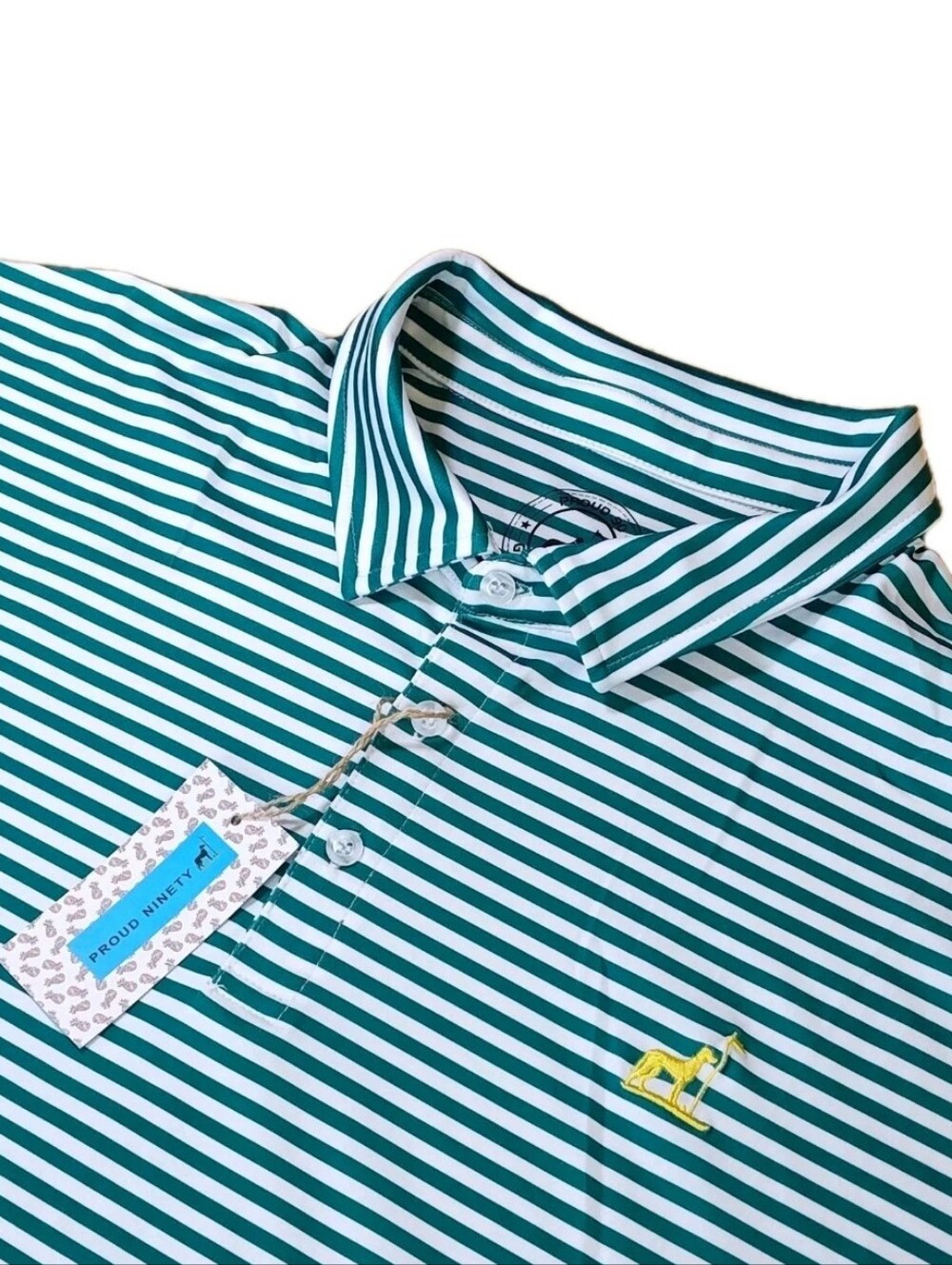 Proud Ninety Golf Pickleball Performance Polo Shirt 3X Green White Nautical Nwt